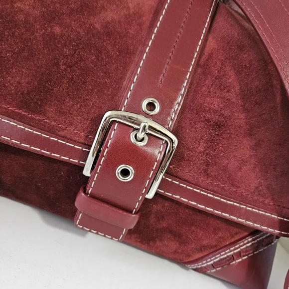 Like New!Coach Suede Burgundy Leather Crossbody bag - Picture 7 of 11